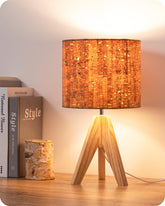 EDISHINE small table lamp with wood tripod base provides compact bedside lighting.