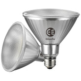 EdisonPar full-glass PAR38 LED flood bulb for indoor and outdoor lighting.