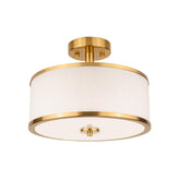 Edwarmlux 3-light semi-flush gold drum with white shade for modern living rooms