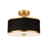 Edwarmlux 3-light semi-flush ceiling light in gold finish over a living room for warm ambience