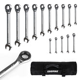 Egofine 15-piece SAE ratcheting wrenches set for versatile automotive tasks
