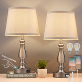 EJIAXIN brushed-nickel bedside lamp with dimming for cozy evenings