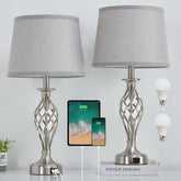 EJIAXIN nightstand lamp set with USB-C and USB-A ports for convenient charging