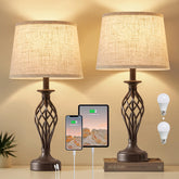 EJIAXIN 2-pack table lamps with spiral cage base brighten a bedside setup