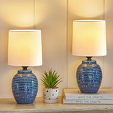 EJIAXIN table lamps set 2 navy base for cozy bedside illumination.