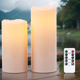 Eldnacele outdoor flameless candle 8-inch with remote adds safe ambiance to patios