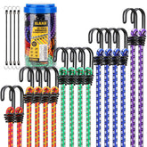 ELEAD bungee cords stored in a jar for quick outdoor organization.