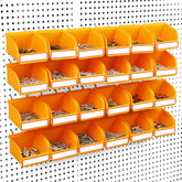 ELEAD pegboard bins 24-pack on a workshop wall for easy small parts organization