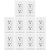 ELECTECK GFCI outlet front view with green LED indicator for indoor safety