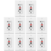 ELECTECK 20A GFCI outlet front view with LED power indicator.