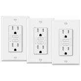 ELECTECK GFCI outlet ultra-slim front view for easy, space-saving installation.