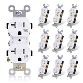 ELEGRP 20-amp duplex receptacle front view showing durable, safe home-use outlet