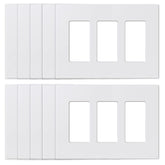 ELEGRP 3-Gang screwless wall plate front view shows a seamless modern look.