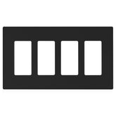ELEGRP 4-Gang screwless wall plate front view highlights a sleek, durable matte black finish.