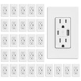 ELEGRP charger wall outlet with USB A and C ports for fast charging at home.