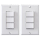ELEGRP Decorator triple rocker switch front view showing sleek paddles for precise lighting control