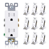 ELEGRP Decorator Wall Receptacle front view with glossy white finish for reliable power access