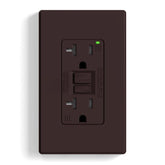 ELEGRP GFCI outlet front view with slim profile for easy wall mounting.