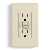 ELEGRP GFCI outlet front view shows slim profile for tight spaces.