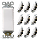 ELEGRP glossy white single pole decorator switch front view for modern home control