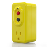 ELEGRP manual reset GFCI adapter front view in yellow for safe indoor use.