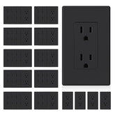 ELEGRP matte black 15A outlet front view showing durable, stylish housing