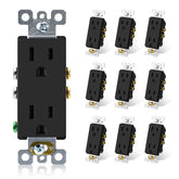 ELEGRP matte black decorator receptacle front view, durable and stylish.