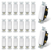 ELEGRP matte white single pole decorator switch front view enhances room aesthetics.