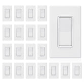 ELEGRP matte white single pole switch front view with decorative wall plate for a clean look.