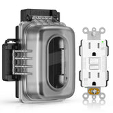 ELEGRP outdoor GFCI outlet with in-use cover in white for rain-ready power
