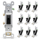 ELEGRP glossy black front view toggle switch for clean residential lighting control.