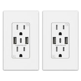 ELEGRP USB C wall outlet with 3 ports, front view for organized charging