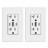 ELEGRP USB outlets front view matte white with three ports for convenient charging