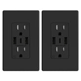 ELEGRP USB wall outlet front view with three ports for versatile charging