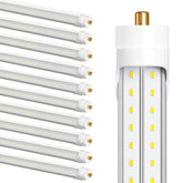 ELEKICO 75W 8ft LED tube with V-shaped chips for wide, bright coverage.