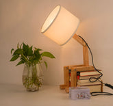 ELINKUME robot table lamp with wooden body creating warm desk ambiance