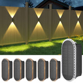 Ellasay Solar Fence Lights show up-down beams to brighten eaves and paths.