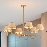 ELYCCUPA boho rattan chandelier with mushroom shades adds cozy ambiance to living spaces.