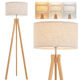 ELYONA Nordic Wood Tripod Floor Lamp base offers a stable foundation for busy living spaces.