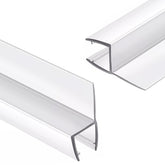 ELYXIAN frameless shower door seal clear strip on glass showing discreet fit and water barrier