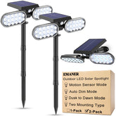 EMANER Motion Solar Light front view brightens entryways at night.