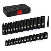 Ementol 1/4 drive socket set with 29 pieces organized for fast tool access.
