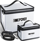 EMEPOVGY fireproof bag front view demonstrates rugged construction for safe battery storage.