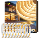 EMITEVER COB LED strip outdoors with IP67 waterproofing for weather-resistant lighting.