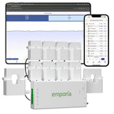 EMPORIA Vue 3 panel installation shows real-time energy data.