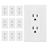 Enerlites white decorator receptacle with screwless wall plate for a clean, contemporary look.