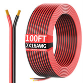 Energeaster 100ft 16awg red-black wire for low-voltage DC use