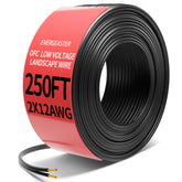 Energeaster 12ga low voltage wire for outdoor landscape lighting on a 250 ft reel.