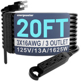 Energeaster 20ft outdoor extension cord with three outlets for versatile power access.