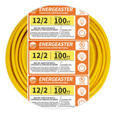 Energeaster solid indoor 12/2 NM-B cable coil for easy wall installation.